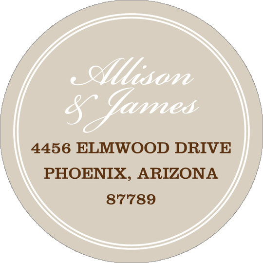 Bisque and White Border Round Address Labels